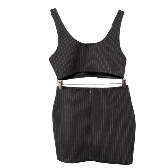 Danielle Guizio Skirt Set Women Size M* Black Pinstripe Crop Top and Mini Skirt - Picture 2 of 15